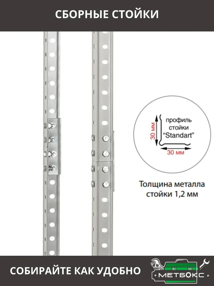 Металлический сборный стеллаж Практик 195x100x40 5 полок