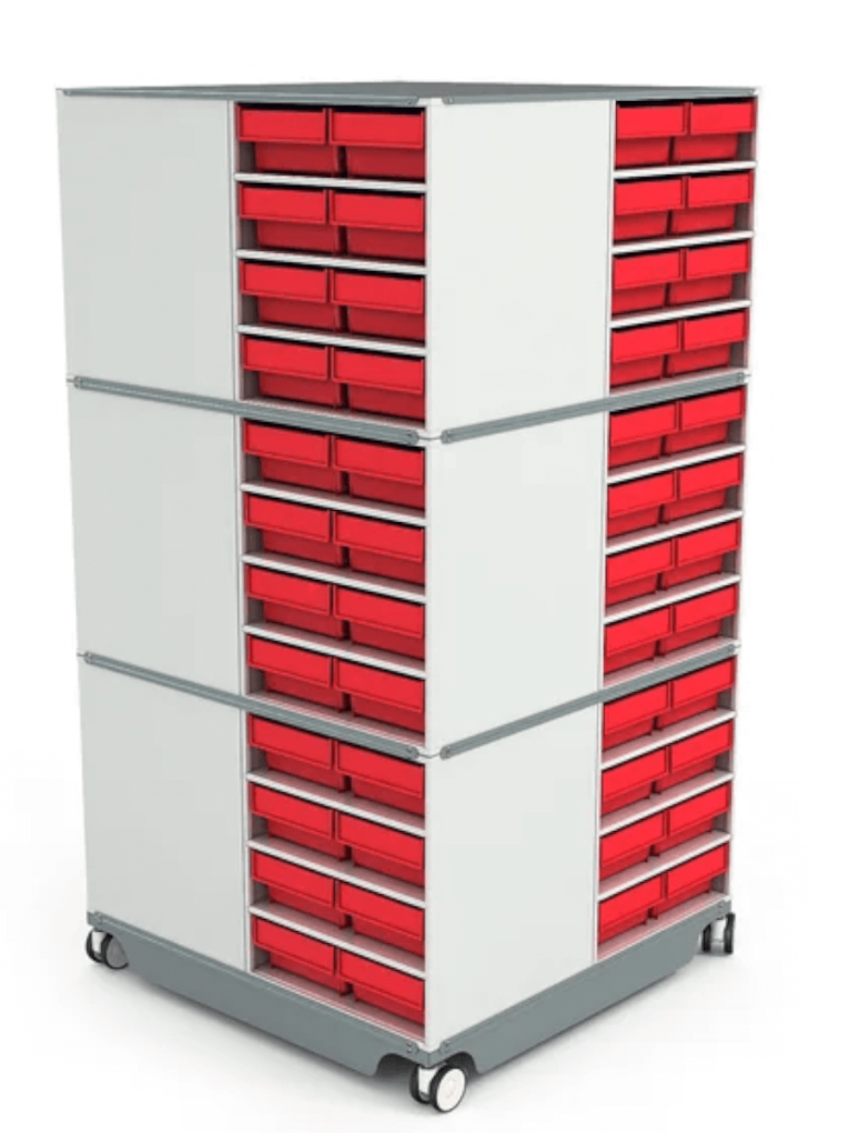 КП-01 Кассетница поворотная с красными ящиками купить в Ставрополе