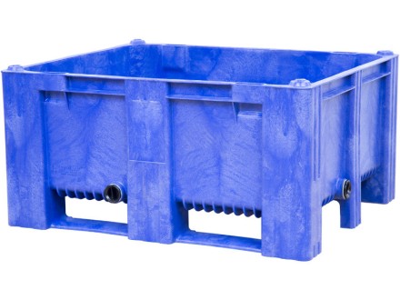 BoxPallet 1200х1000х580 мм сплошной на 2-х полозьях синий с 2 СП2