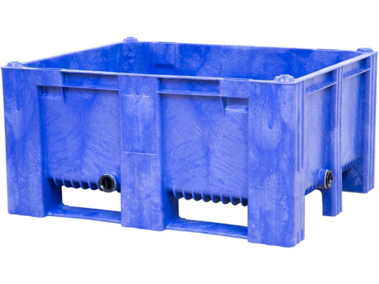 BoxPallet 1200х1000х580 мм сплошной на 2-х полозьях синий с 2 СП2 купить в Ставрополе