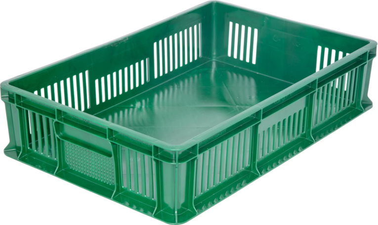 Ящик 600х400х140 мм дно сплош.стенки перф.без ручек зеленый купить в Ставрополе