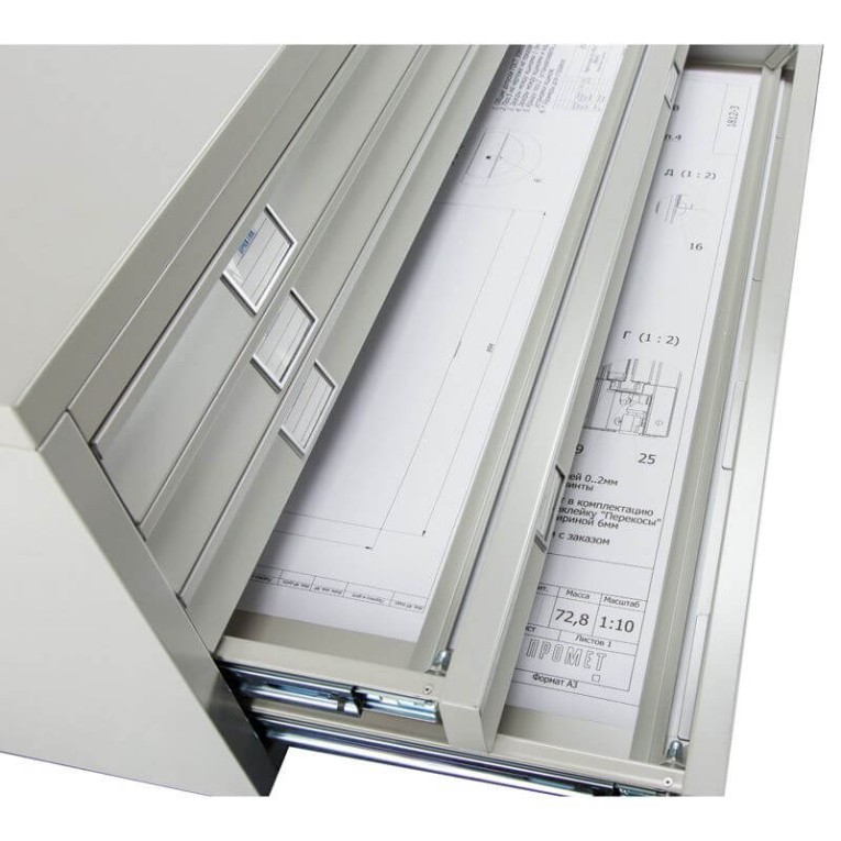 Картотека ПРАКТИК формат А1 для чертежей 10 ящиков