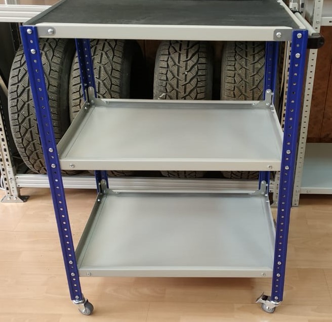 Тележка металлическая с тремя открытыми полками WDS Garage Тележка металлическая с тремя открытыми полками WDS Garage